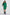 Green Cut-Out Waist Rib Knit Long Sleeve Midi Dress